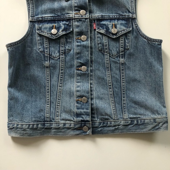 Levi’s Denim Jean Medium Blue Wash Vest - Picture 4 of 6